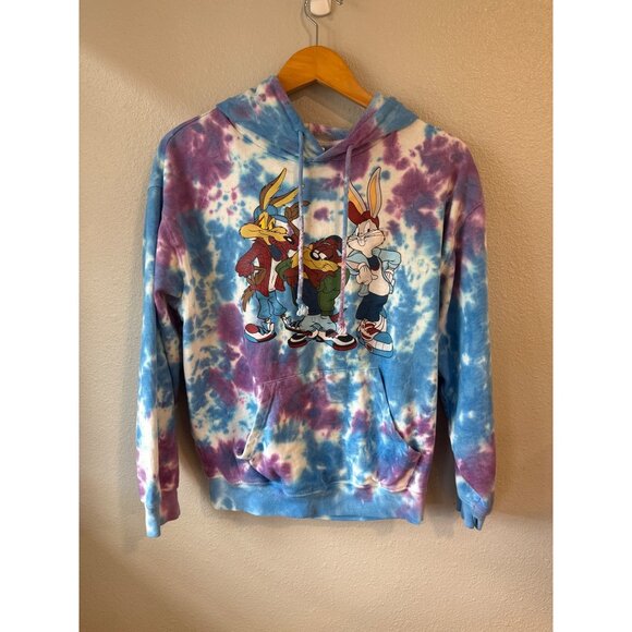 Looney Tunes Tie-Dye Hoodie M Wile E. Coyote Taz Bugs Bunny - Picture 7 of 8